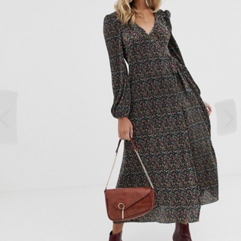 Asos Maxi Duster Sheer Dress Whimsical Size 2 Floral Cover Up Sheer Layered Look